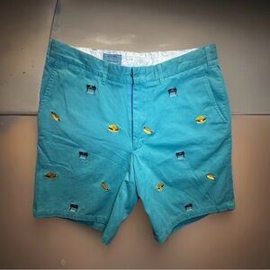 Castaway Turquoise Embroidered Men's Shorts